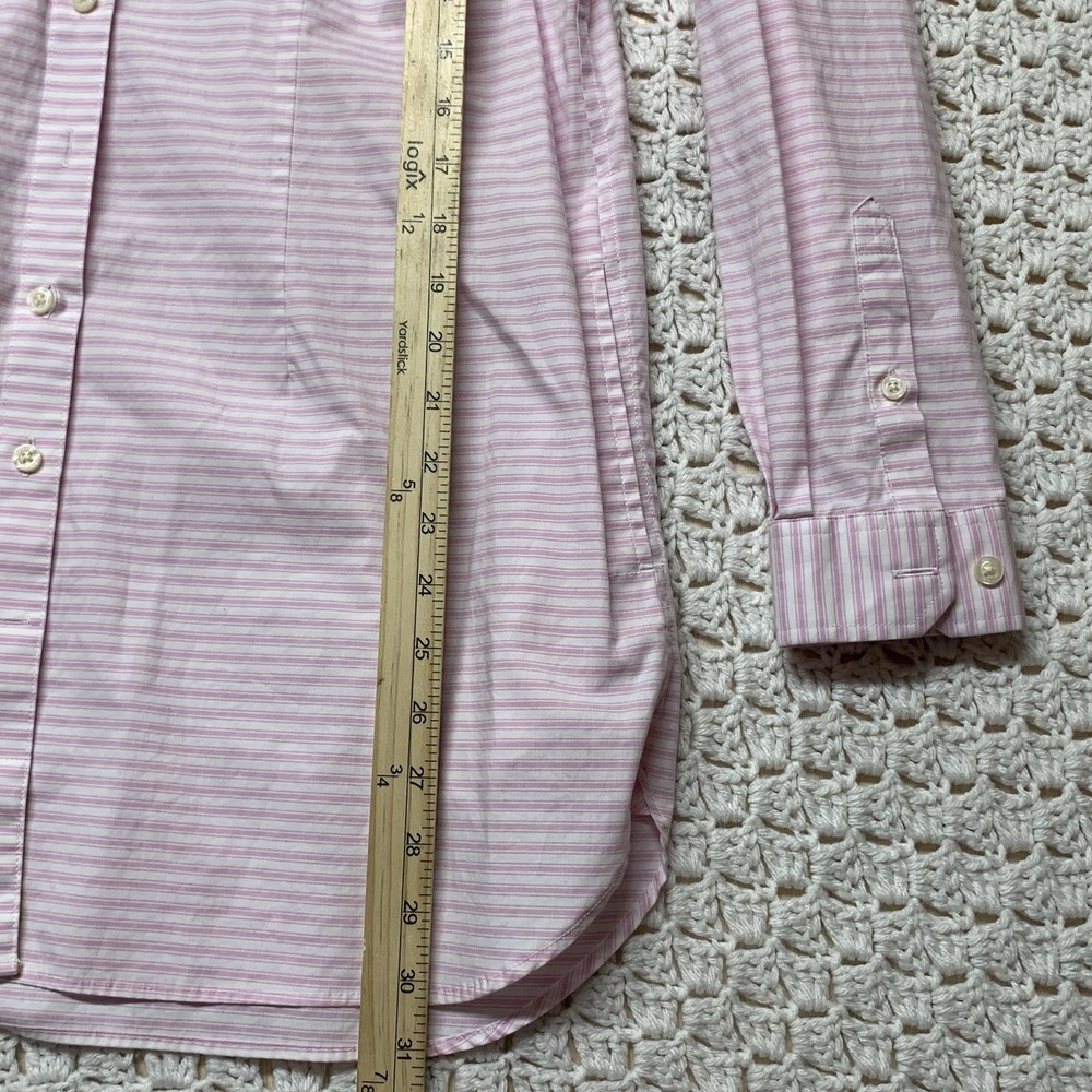 Duluth Trading Wrinklefighter Tunic Top‎ Blouse  M Pink White Striped 2-Pocket - Picture 9 of 10